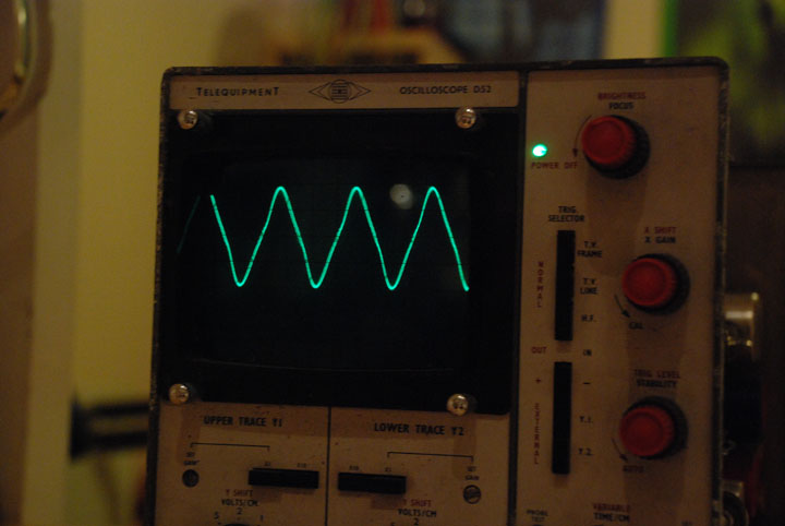 A waveform displayed on the scope