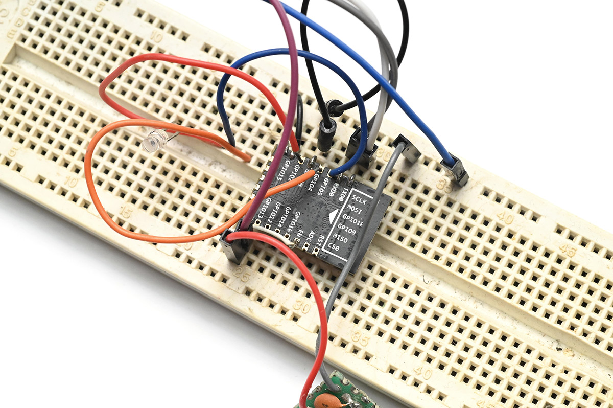 Closeup of breadboard
