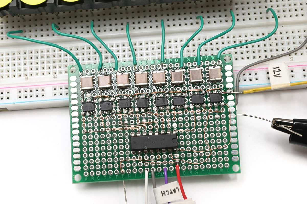 Closeup of driver chips and capacitors