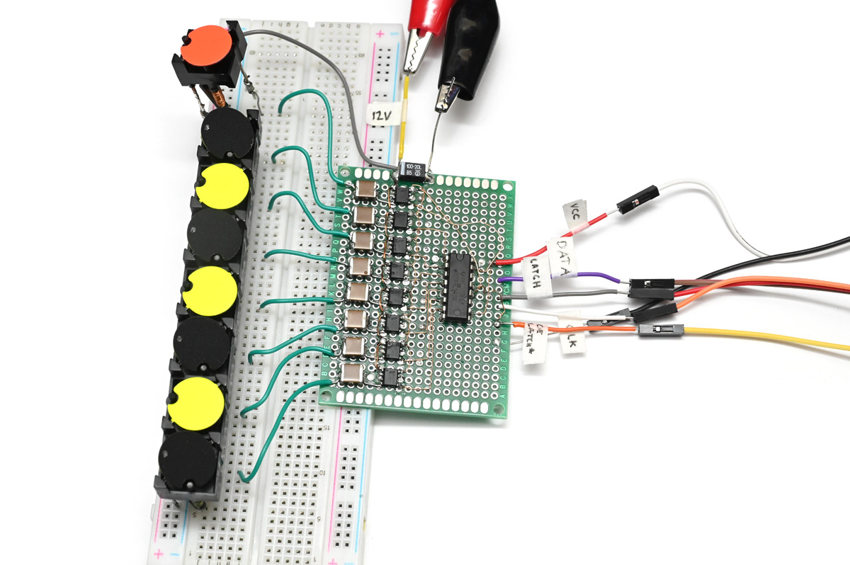 Breadboard prototype with OE/latch signal added