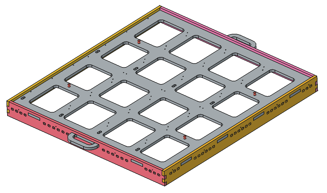 FreeCAD screenshot of eight-panel frame
