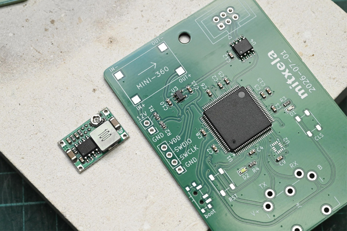 Partially assembled motherboard showing step-down module