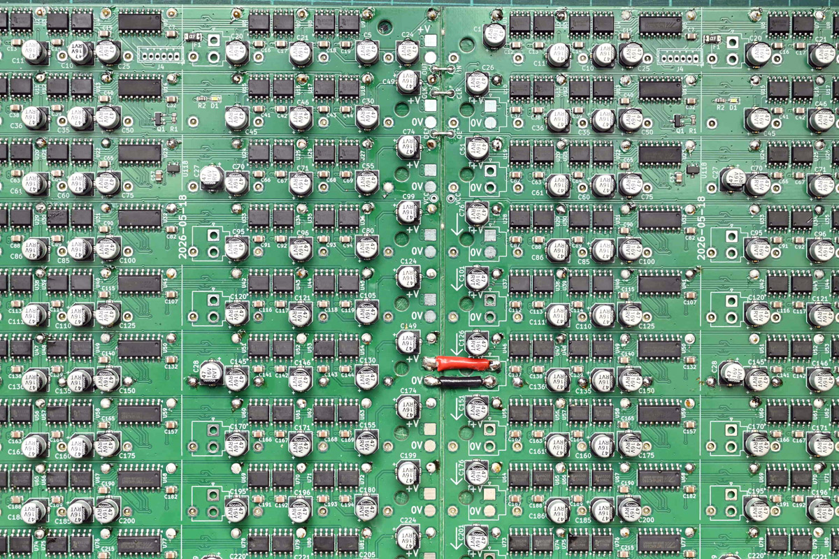 Rear of panel with linkages soldered