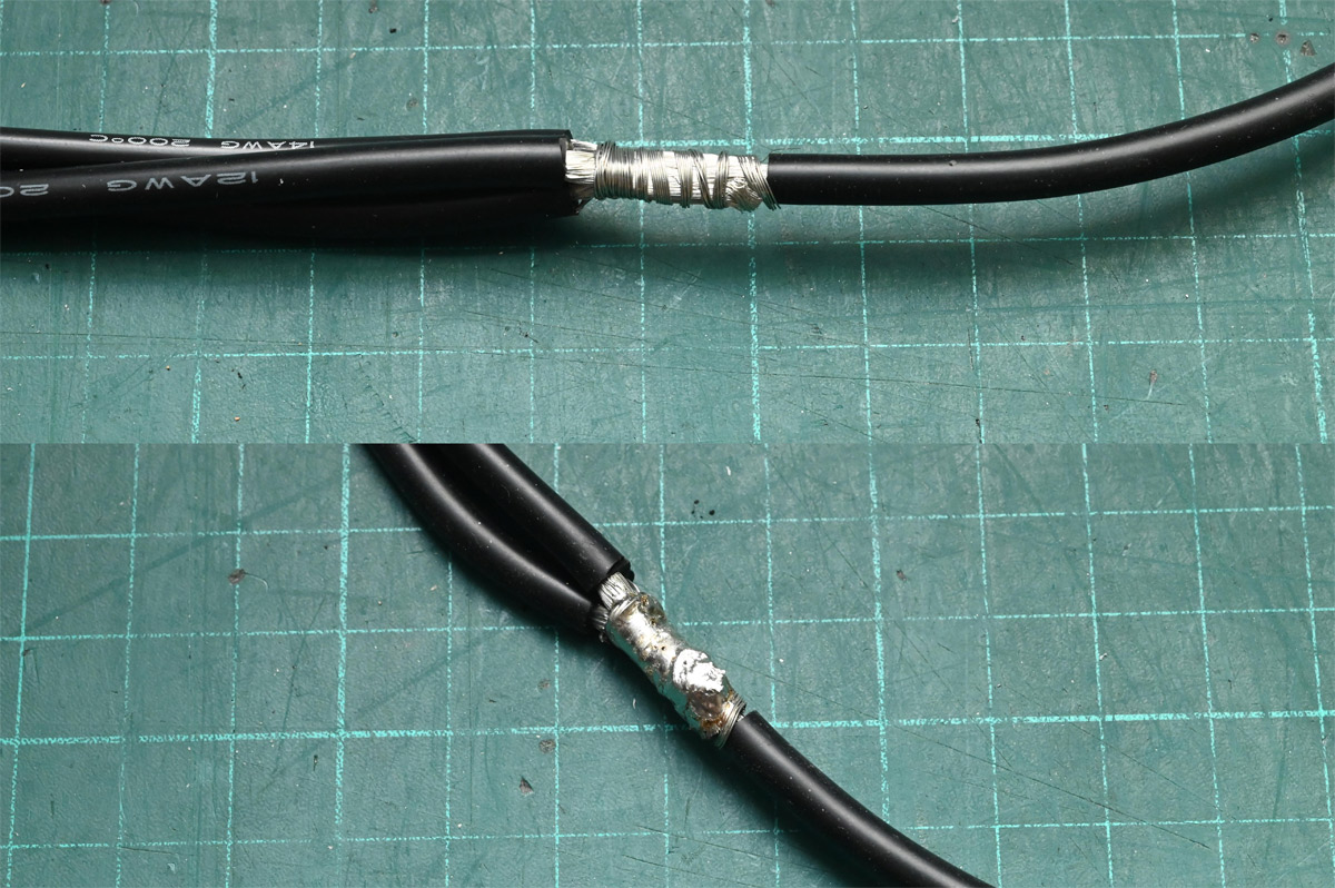 Soldered joint in power cable