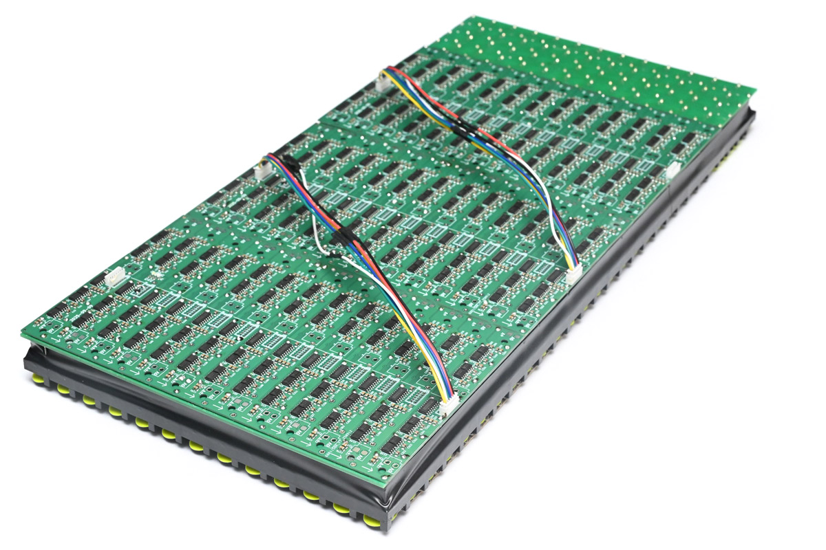 First three boards soldered onto the back of the panel