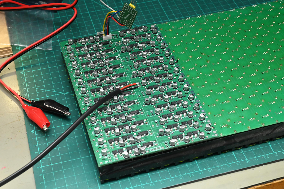 Second prototype PCB soldered to a panel