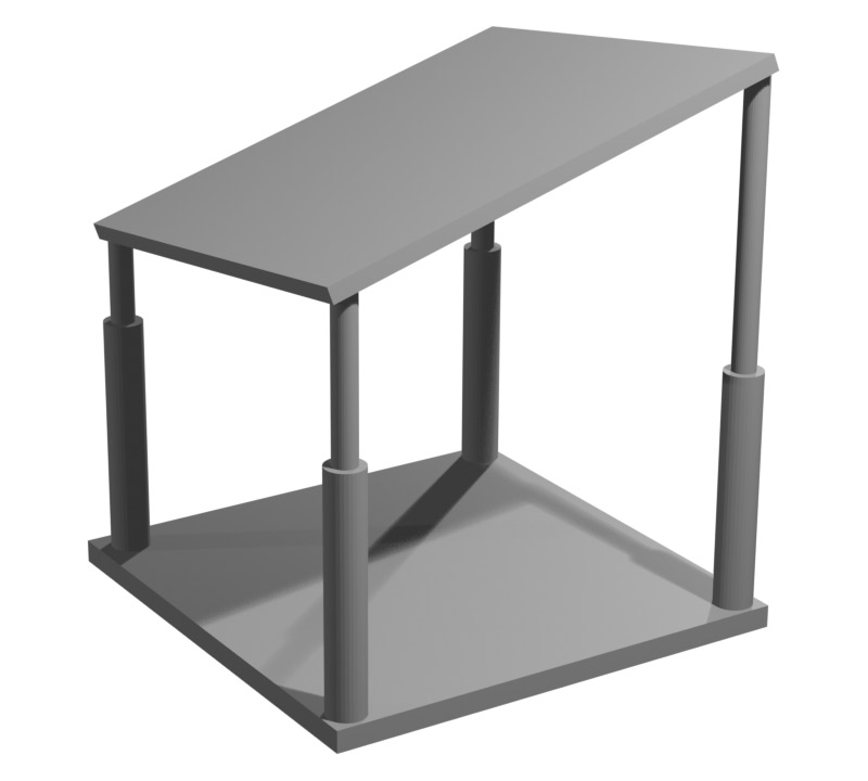 Render of an arrangement like a table with adjustable length legs