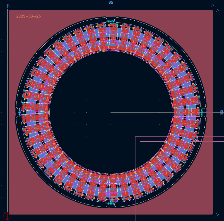 Kicad screenshot of board layout