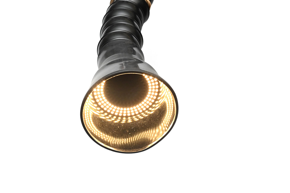 Fume extractor hose with light fitted, looking into the light
