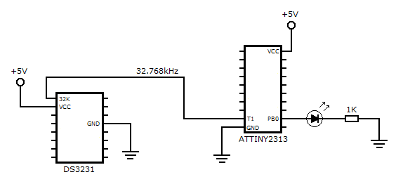 Schematic of ATtiny oscillator calibrator