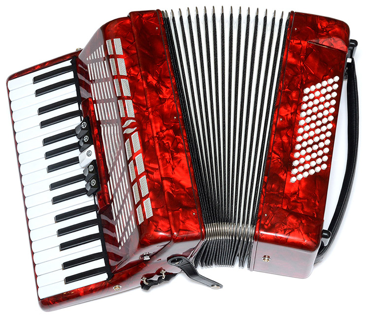 Picture of an accordion with 72 buttons