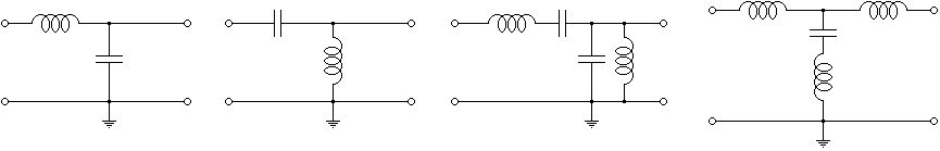 Schematics of filters built from inductors and capacitors