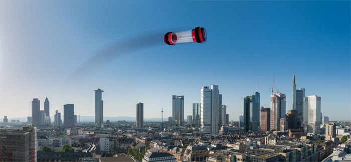 Motor conveyance tube operating over a city