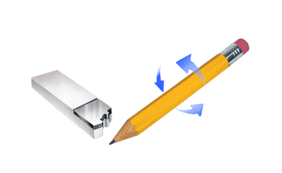 Form tool approaching a spinning pencil