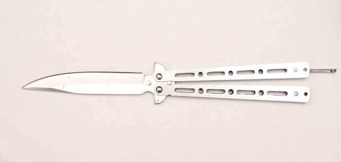 Top down view of a butterfly knife