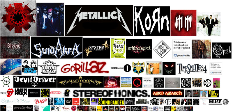 Screenshot of the multitude of band images in decreasing size