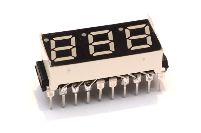 Seven segment display soldered directly onto an ATtiny chip