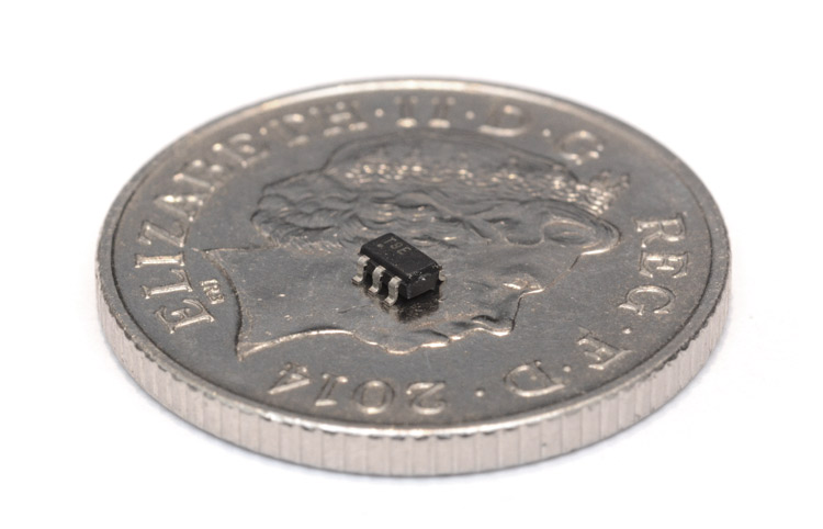 ATtiny chip, alone on a 10p coin