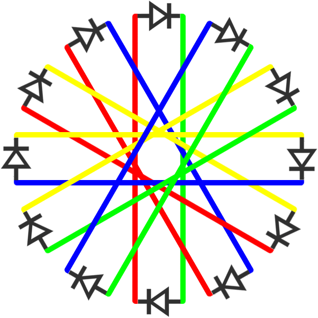 12 LED charliestar diagram with colour coding