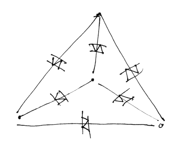 Charlieplexing schematic arranged as a pyramid