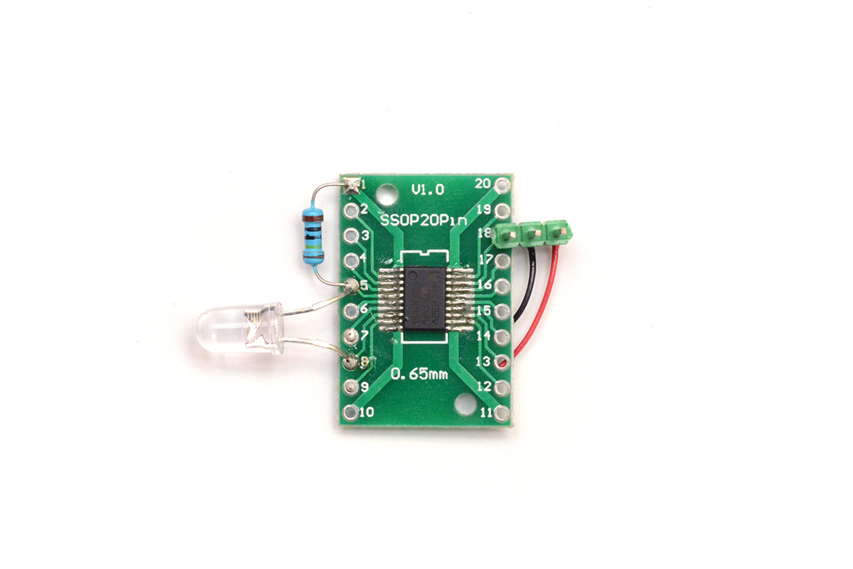 Test circuit with resistor and LED