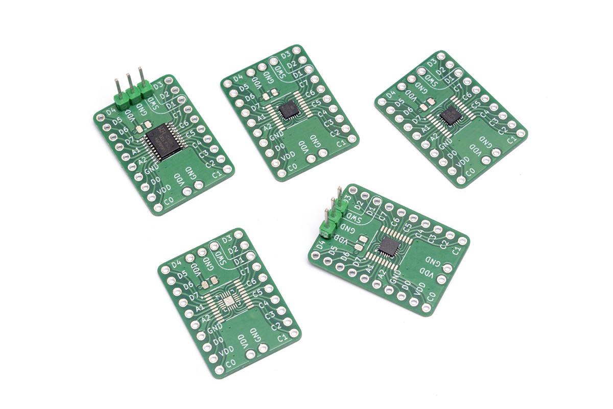 dual dev boards with either QFN or TSSOP packages soldered