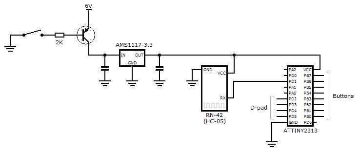 Schematic of the bluetooth gamepad