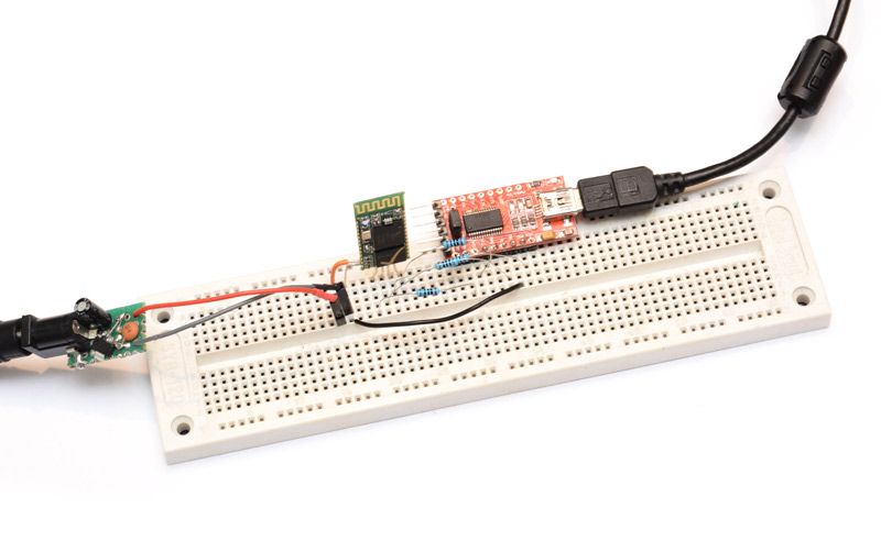 Breadboard setup for reprogramming the HC05