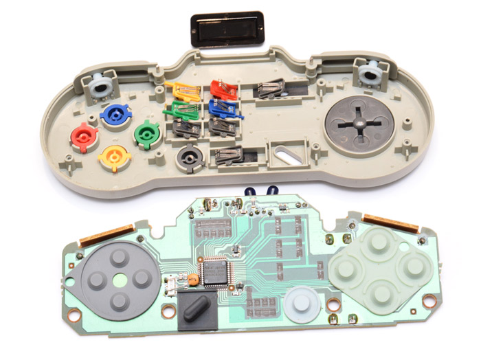 The gamepad PCB removed