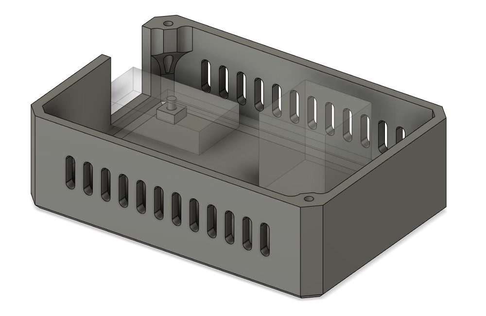 Lower part of case with ghost image of circuit