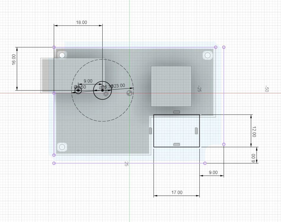 Sketch of top of case