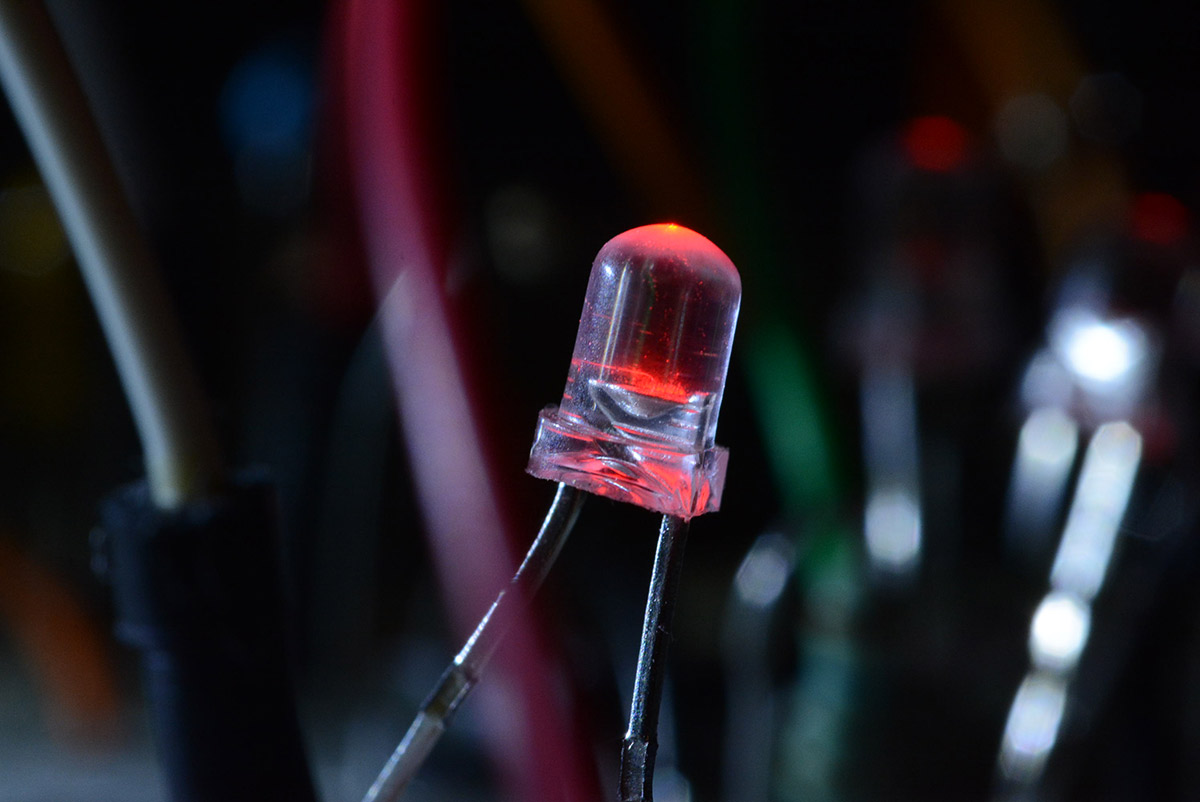 Macro shot of a red 3mm LED