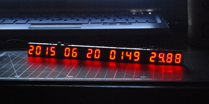 Finished clock showing the current time
