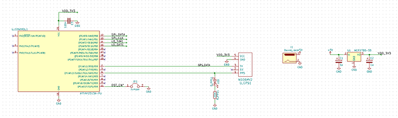 Kicad screenshot of attiny and power supply schematic