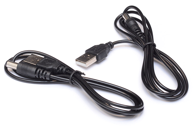 Two USB to barrel jack cables
