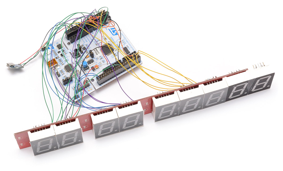 Display wired up, via buffer chips, to L476 dev board