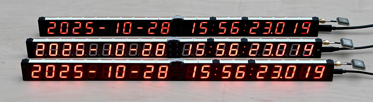 Comparison of three clocks, one smoked acrylic, one unmodified, and one with red acrylic