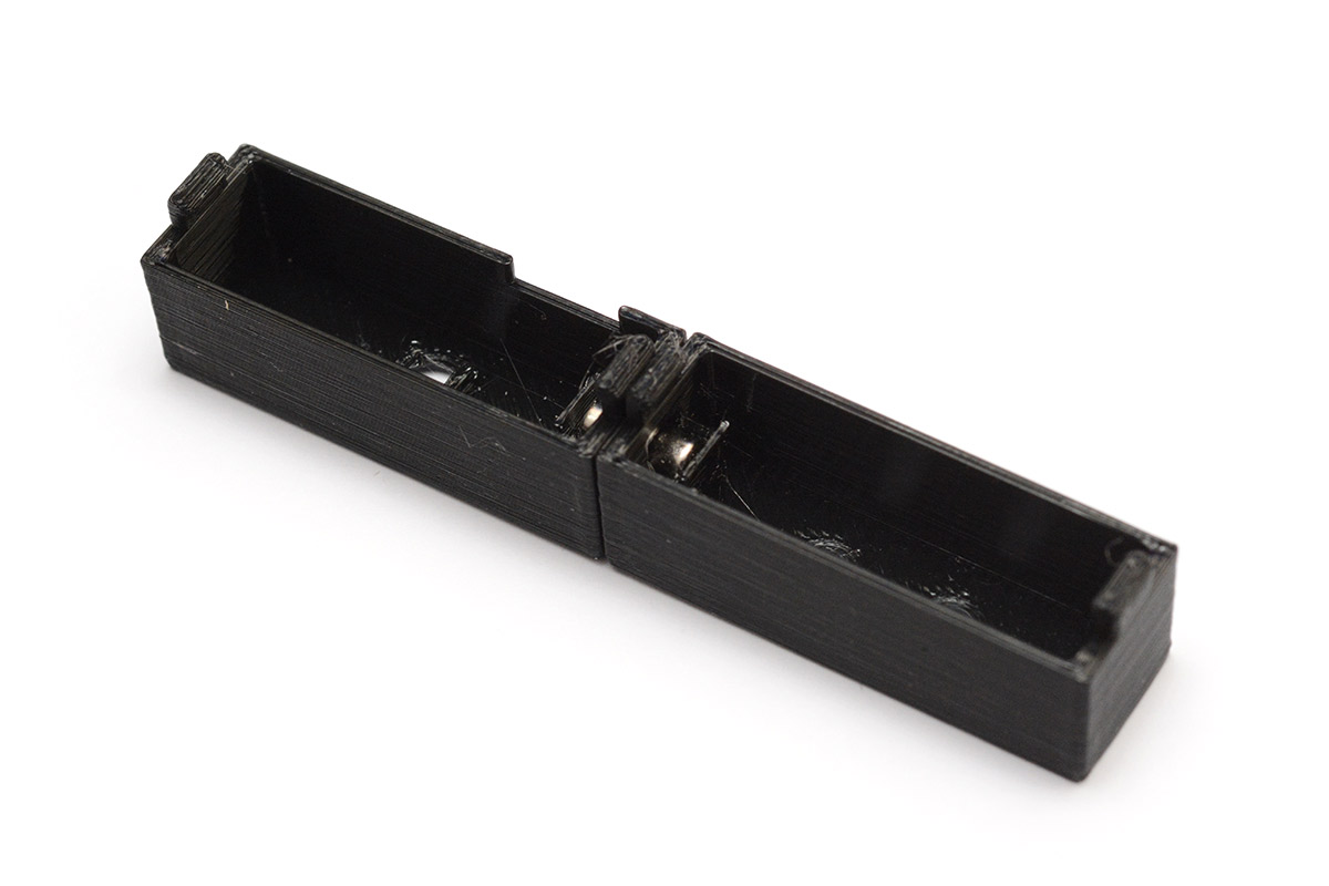 Two 3D printed parts align correctly with magnets fitted