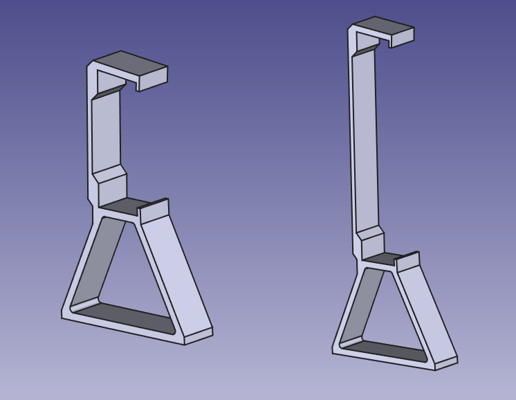 3D models of shelf stands for folded and unfolded positions