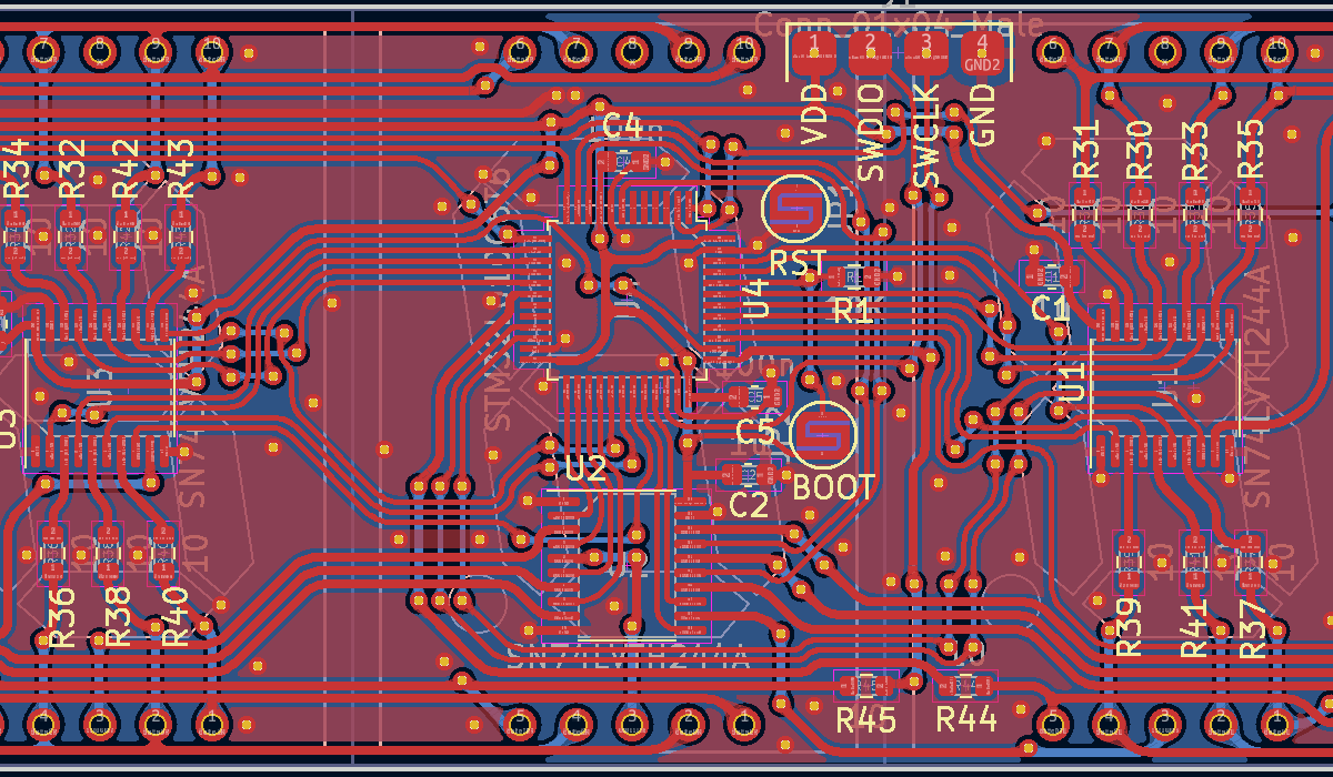 KiCad screenshot of date side PCB