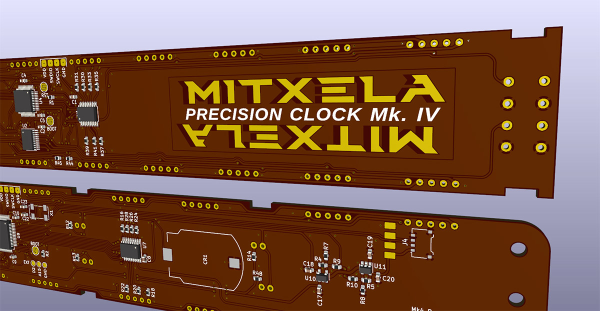 3D render of PCB, focused on logo