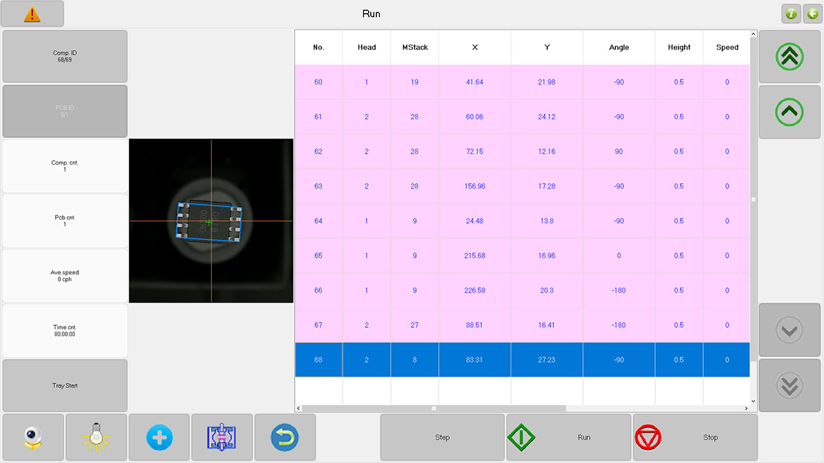 Screenshot from pick and place machine, with SOIC-8 part outlined