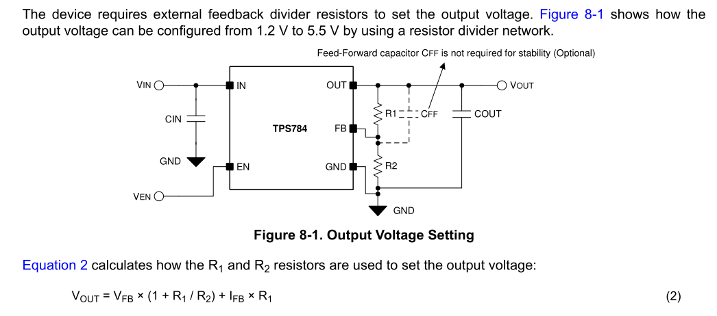 Screenshot of figure 8-1 from TPS784 datasheet
