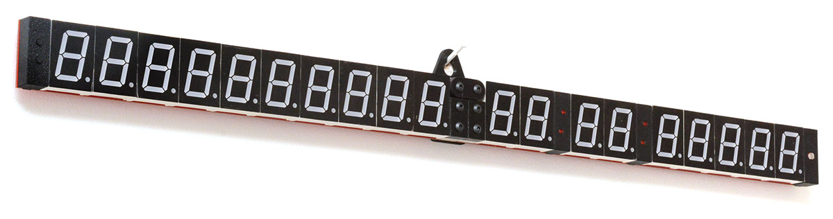 Clock hanging from a central bracket