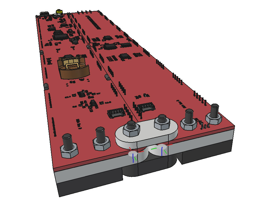 Close up of hinge link with joints highlighted
