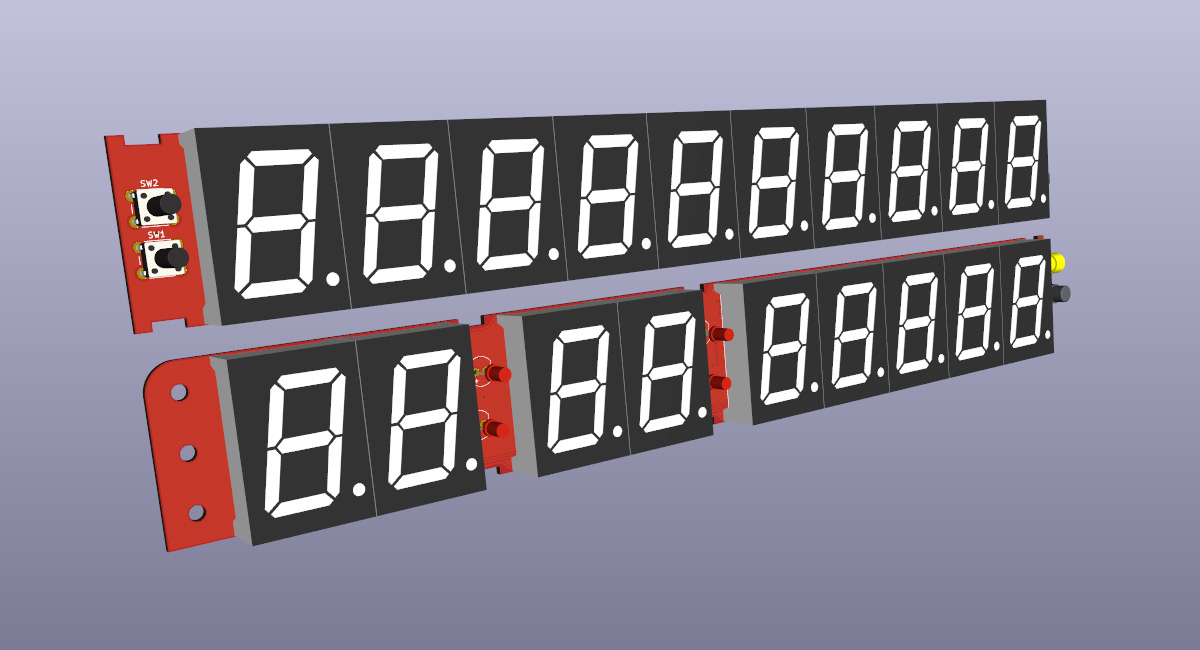 KiCad screenshot with 7-segment displays
