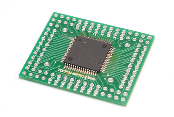 Surface mount ATmega chip on a breakout board
