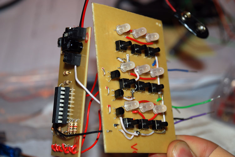 Side view of the two circuit boards