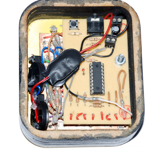 Circuit with battery holders fitted inside the case