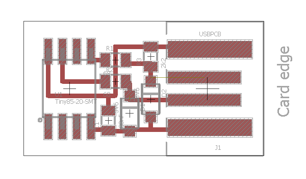 PCB layout of tiny USB circuit